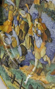 Plat rond aux armoiries du cardinal Duprat (1463-1535) : David et Goliath, image 3/5