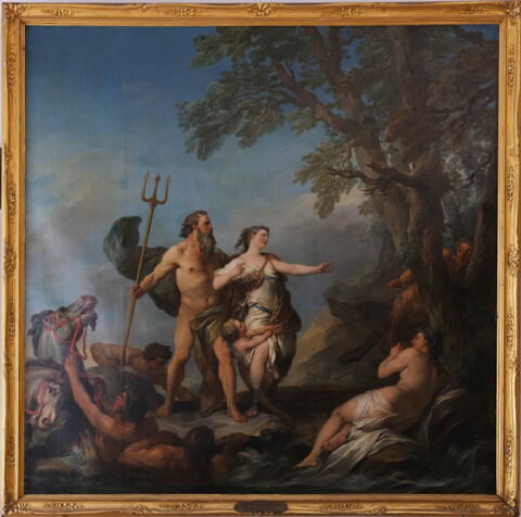 Neptune protégeant la nymphe Amymone poursuivie par un satyre qui va être transformé en rocher