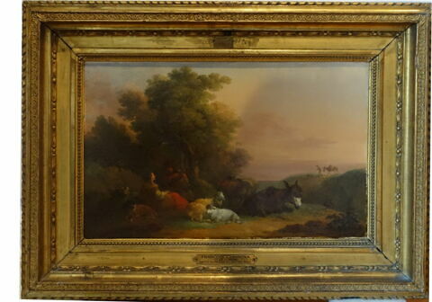 Paysage avec animaux. La Bergère