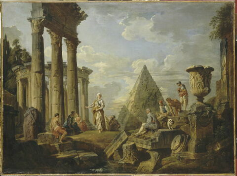 Une sibylle prêchant dans des ruines