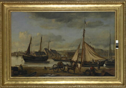 Une Marine, ou L'avant-port de Rouen,dit aussi Le quai des Marchands à Rouen, image 2/3