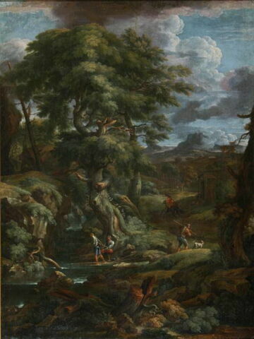 Paysage avec des pêcheurs