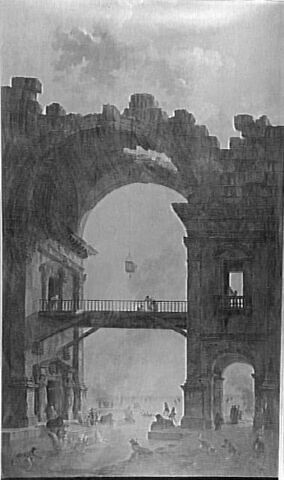 L'Hiver. Scène de patinage sous une arcade en ruines. Panneau décoratif, image 2/2