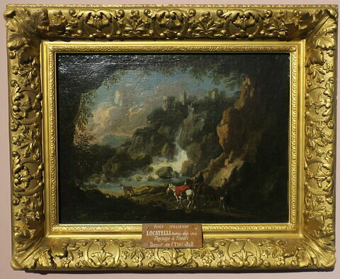 Paysage avec cascade et grotte