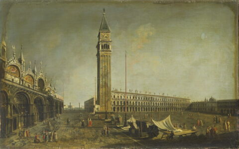 Vue de la place Saint-Marc à Venise avec un charlatan sur des tréteaux, image 3/3