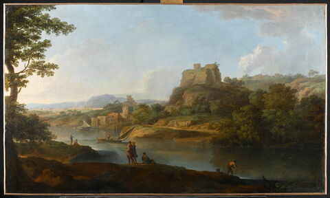 Paysage avec pêcheurs sur une barque