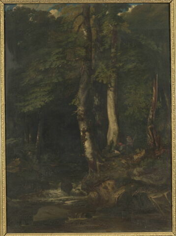 Intérieur de forêt avec braconniers