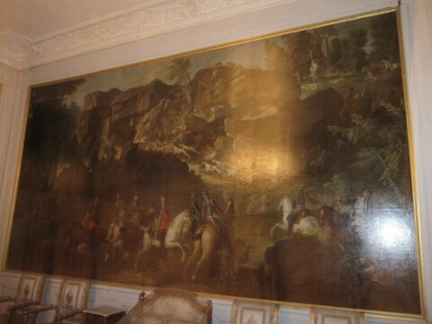 Chasse de Louis XV dans la forêt de Fontainebleau, à Franchard ; Cerf aux abois dans les rochers de Franchard, image 10/15