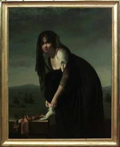 Etude de femme d'après nature, dit aussi Autoportrait de l'artiste laçant son soulier, image 3/4