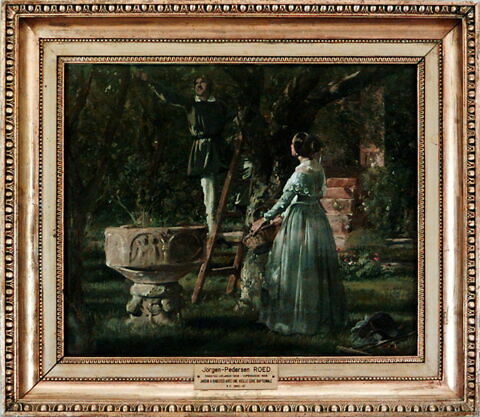 Jardin des parents du peintre à Ringsted (Danemark) avec une vieille cuve baptismale, image 2/3