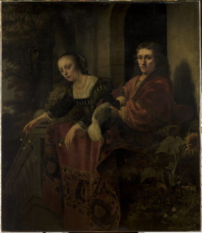 Portrait d'un couple accoudé à la balustrade d'un perron, dit autrefois Portrait du peintre Ferdinand Bol et de sa femme Lisbeth Dell, image 2/5
