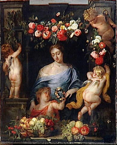 Flore et amours avec des fruits et des guirlandes de fleurs, image 2/2