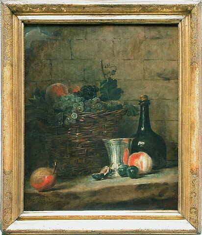 Panier de raisins, gobelet d'argent et bouteille, image 3/3