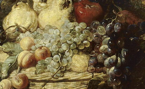 Trois singes voleurs de fruits, avec échappée sur un paysage, image 4/5