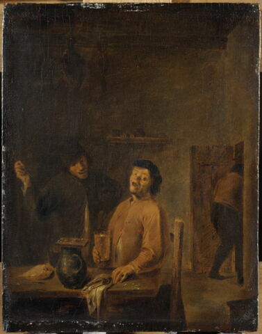 Intérieur d'un cabaret. Buveur de bière et fumeur chantant, image 3/4