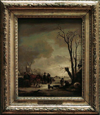 Paysage d'hiver avec moulin, patineurs et cheval attelé à un traîneau, image 3/3