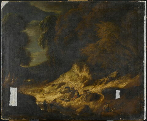 Paysage avec pêcheurs au bord d'un torrent, image 3/4