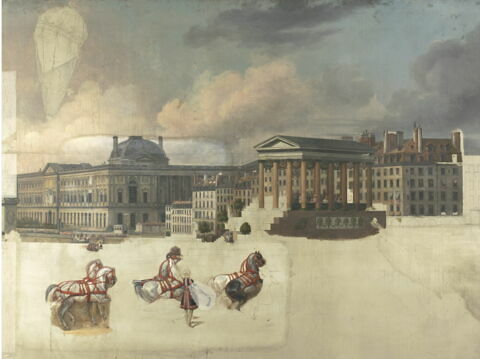 Entrée de Louis XVIII à Paris (3 mai 1814) ; passage du cortège sur le Pont-Neuf orné d'architectures provisoires ; au fond, le Louvre, image 4/6