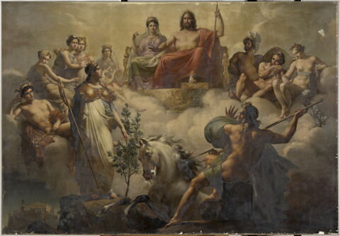 Plafond : La dispute de Minerve et de Neptune au sujet d'Athènes.