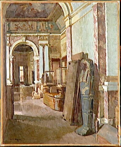 Vue de la salle B des Antiquités égyptiennes au Louvre en cours de réinstallation, en 1946, image 3/3