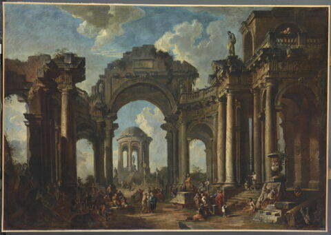 La Prédication d'un apôtre dans des ruines d'architecture d'ordre dorique