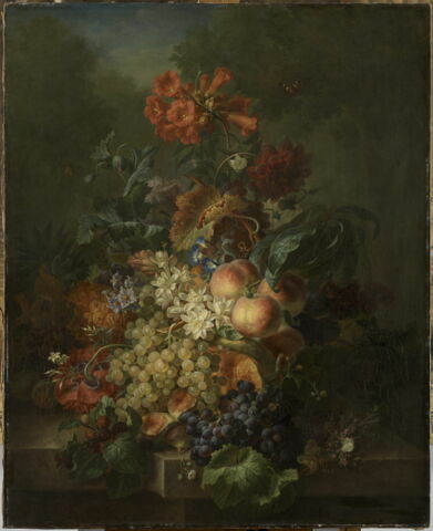 Nature morte : fleurs et fruits
