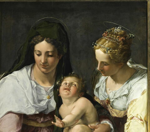 La Vierge et l'Enfant Jésus entourés des saints Jean Baptiste, François d'Assise et  Catherine d'Alexandrie, image 3/4