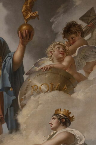 Plafond : La Terre recevant des empereurs Hadrien et Justinien le code des lois romaines dictées par la Nature, la Justice et la Sagesse, image 4/8