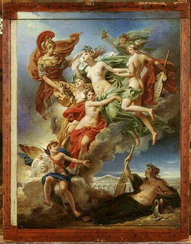 Les Nymphes de Parthénope, emportant loin de leurs rivages les Pénates, images de leurs dieux, sont conduites par la déesse des Beaux-Arts sur les bords de la Seine, esquisse, image 3/3