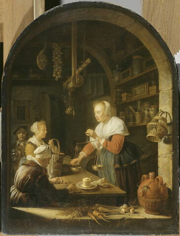 L'Épicière de village, avec le portrait du peintre à l'arrière-plan, image 4/4