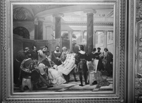 Jules II ordonnant les travaux du Vatican et de Saint-Pierre à Bramante, Michel-Ange et Raphaël, image 4/4