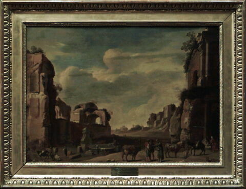 Vue de fantaisie du campo vaccino à Rome avec deux ânes, image 2/2