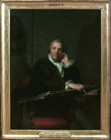 Gabriel-François Doyen (1726-1806), peintre; Près de lui, une ébauche de 