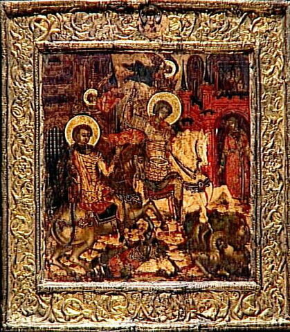Saint Démétrios et saint Georges à cheval