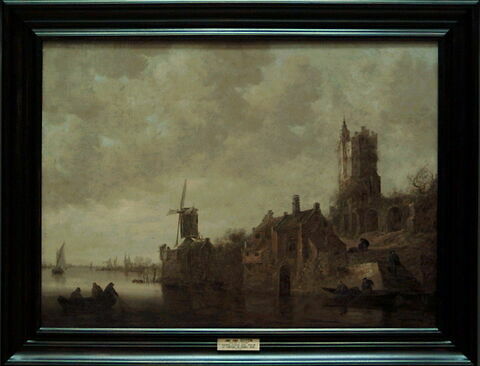 Paysage fluvial avec moulin et château en ruines, image 2/3