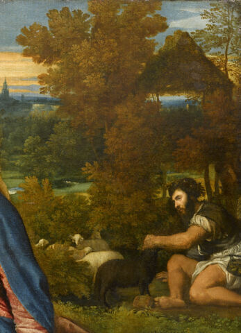 La Vierge à l'Enfant avec sainte Catherine d'Alexandrie et un berger,  dit La Vierge au lapin, image 5/16