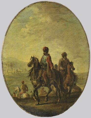 Deux cavaliers hongrois, chefs de hussards impériaux