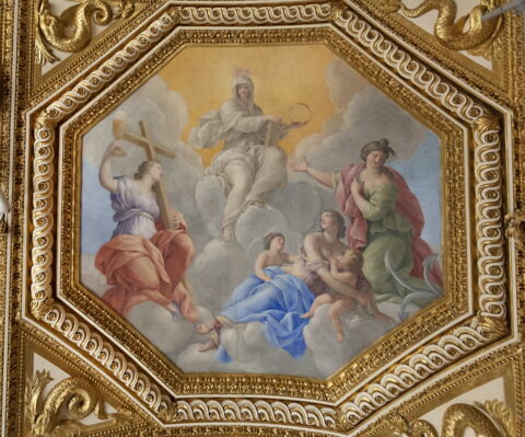 Plafond : Salle des Antonins - au centre de la voûte: la Religion et les Vertus théologales, image 2/6