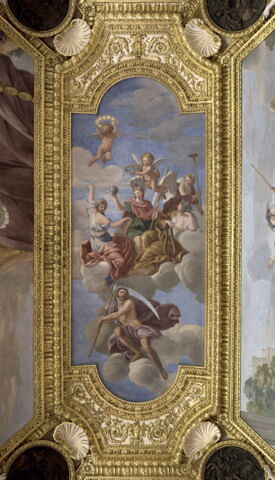 Plafond : Salle de Septime Sévère - au centre de la voûte: la Poésie et l'Histoire célébrant les exploits de Rome