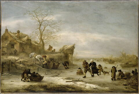 Rivière gelée avec couple patinant, image 6/6