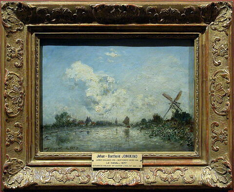 Cours d’eau en Hollande avec barque et moulin, image 2/2