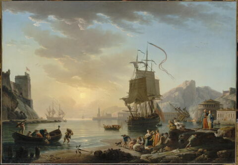 Marine, soleil couchant