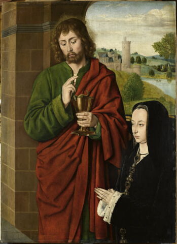 Anne de France, dame de Beaujeu, duchesse de Bourbon, présentée par saint Jean l'Evangéliste