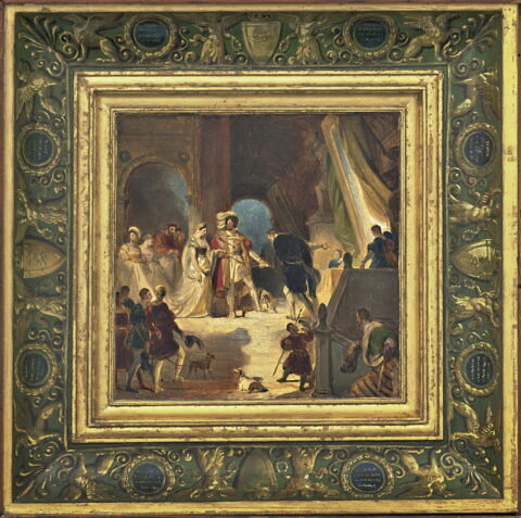 François Ier reçoit les tableaux rapportés d'Italie par le Primatice. Esquisse de plafond., image 1/6