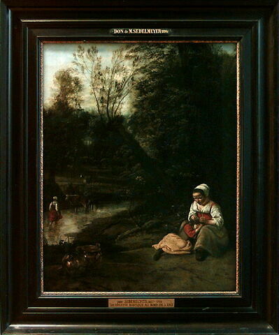 Femme épouillant une fillette au bord de l'eau, image 2/2