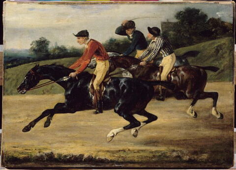 Course de chevaux montés, allant à gauche au galop, image 4/4