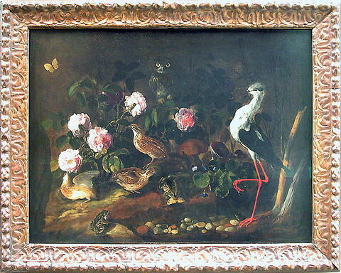 Nature morte avec des cailles, un hibou et une échasse blanche, image 2/3