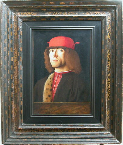Portrait d'homme (Giulio Mellini ?). Au revers, Paysage avec un oranger sur lequel sont accrochés deux écussons dont l'un porte des armoiries qui ont été identifiées avec celles de Giulio Mellini, image 3/6