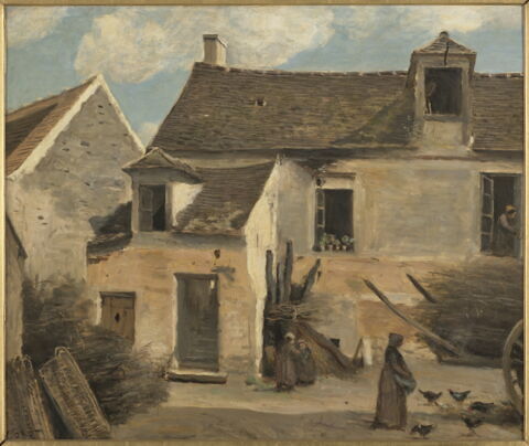 Cour d'une maison de paysans, aux environs de Paris.