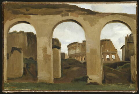 Le Colisée, vu à travers les arcades de la basilique de Constantin.